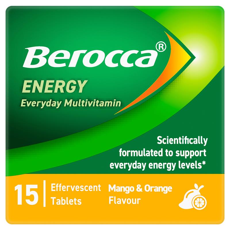 Berocca Energy Mango And Orange 15 Effervescent Tablets