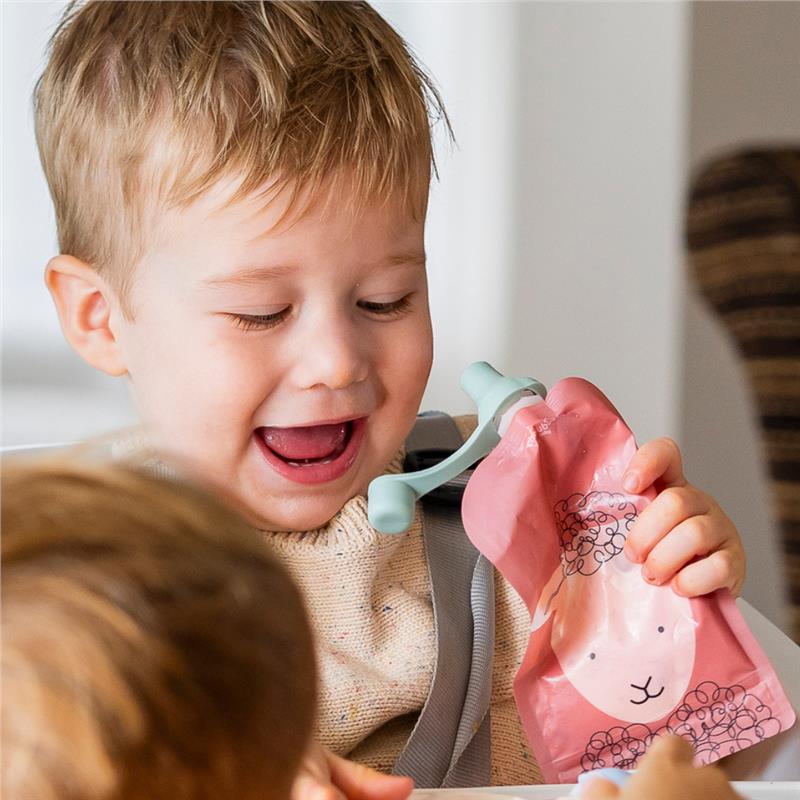 On The Go Food Pouch - Dusty Rose & Sand, 120ml Animal Print, 10 Pack