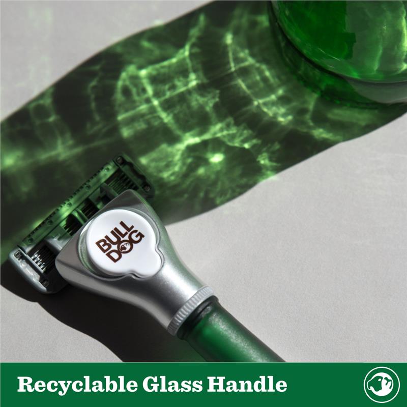 Bulldog Original Glass Razor Kit, 5-Blade Cartridge & Recyclable Stand