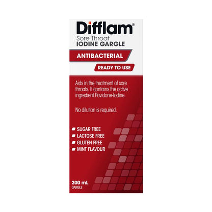 Difflam Plus Ready To Use Sore Throat Gargle - Mint Flavor 200ml