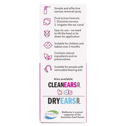 BioRevive Clean Ears Spray 30ml - Gentle Earwax Removal Solution