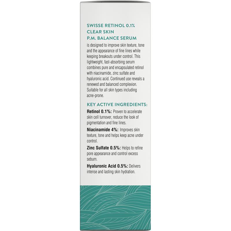 Swisse Skincare Retinol 0.1% Clear Skin PM Balance Serum 30ml