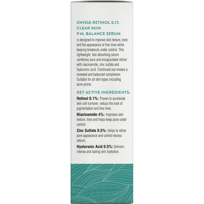 Swisse Skincare Retinol 0.1% Clear Skin PM Balance Serum 30ml