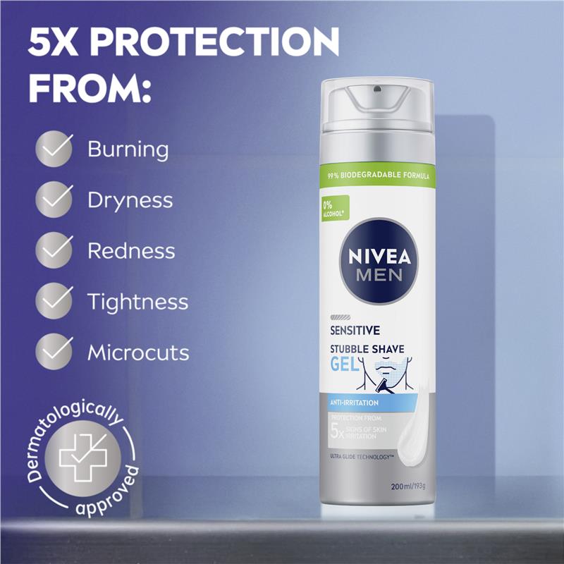 NIVEA Men Sensitive Stubble Shave Gel 200ml