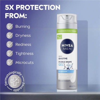 NIVEA Men Sensitive Stubble Shave Gel 200ml
