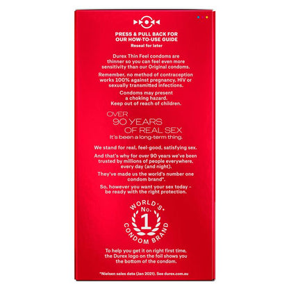 Durex Thin Feel Condoms 30 Pack - Ultimate Sensitivity & Protection