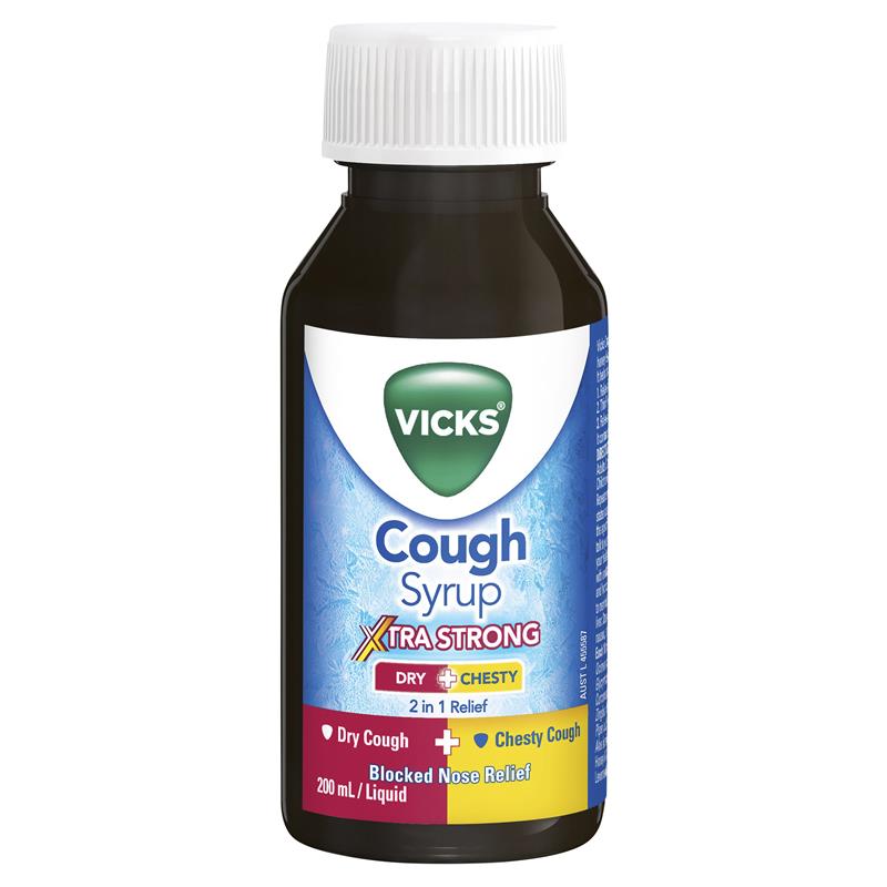 Vicks Cough Syrup Xtra Strong Dry + Chesty - 200ml