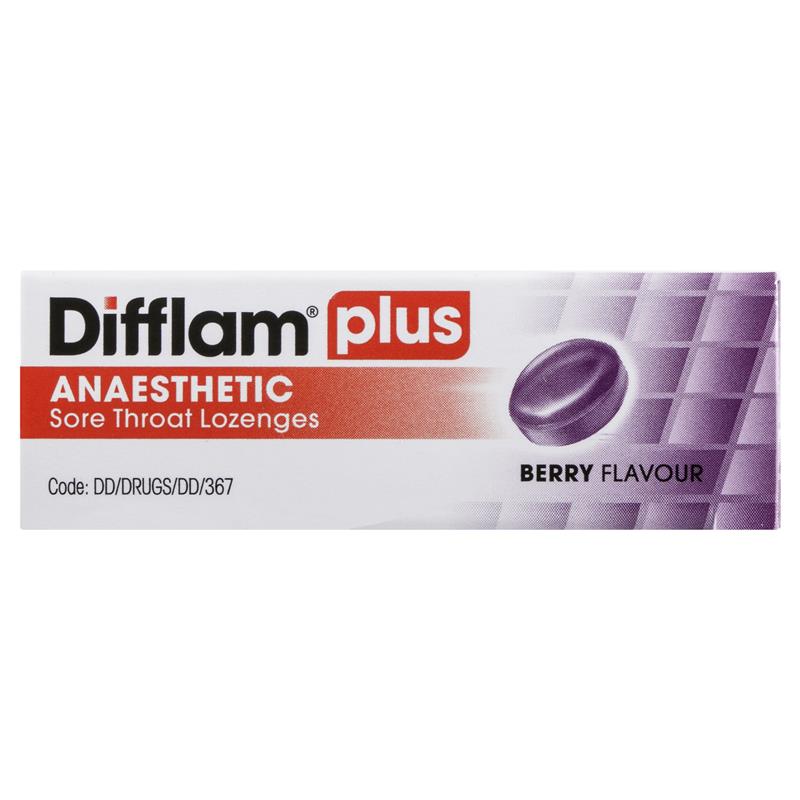 Difflam Plus Anaesthetic Sugar Free Wild Berry Lozenges - 16 Count