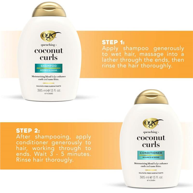 Ogx Quenching + Coconut Curls Shampoo For Curly Hair 385mL