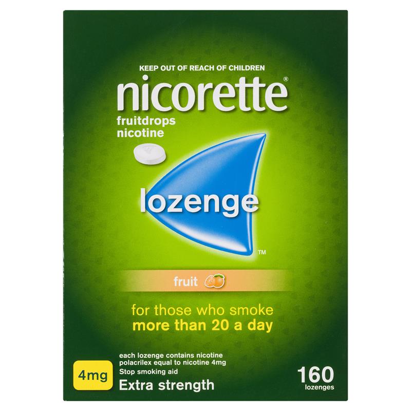 Nicorette Quit Smoking Extra Strength Nicotine Lozenge Fruitdrops - 8 x 20 Pack
