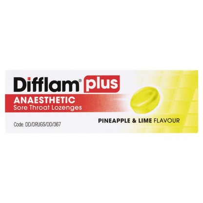 Difflam Plus Anaesthetic Sugar Free Pineapple & Lime Lozenges - 16 Count