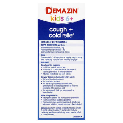 Demazin Kids 6+ Cough + Cold Relief 200ml