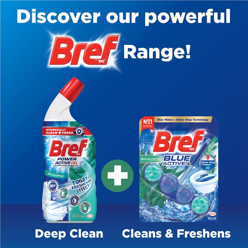 Bref Blue Active Eucalyptus Toilet Block 50g - Odour Stop Technology
