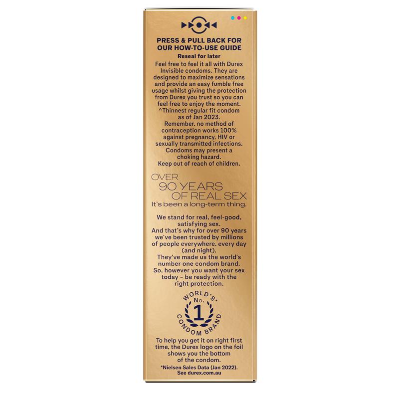 Durex Invisible Regular Fit Condoms - 10 Pack for Ultimate Sensation