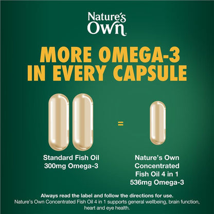 Nature's Own Concentrated Fish Oil 4 in 1 180 Capsules