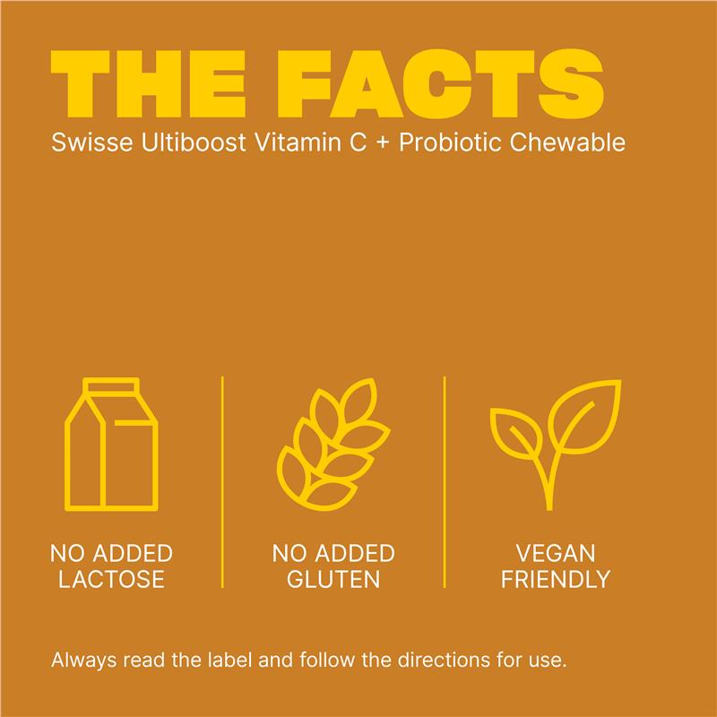 Swisse Vitamin C + Probiotic Chewable 60 Chewable Tablets