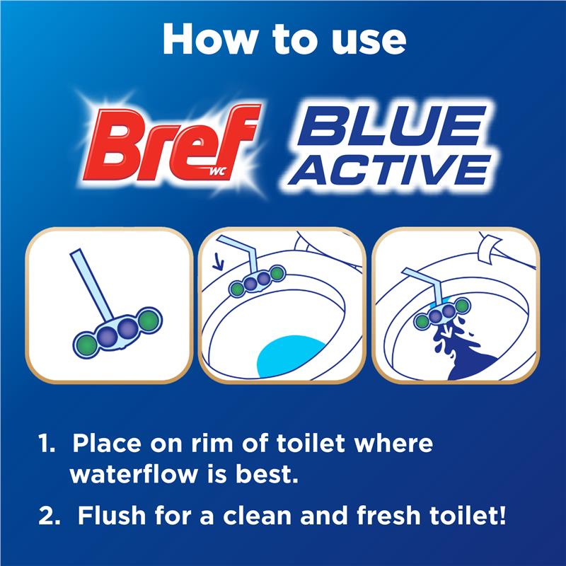 Bref Blue Active Eucalyptus Toilet Block 50g - Odour Stop Technology