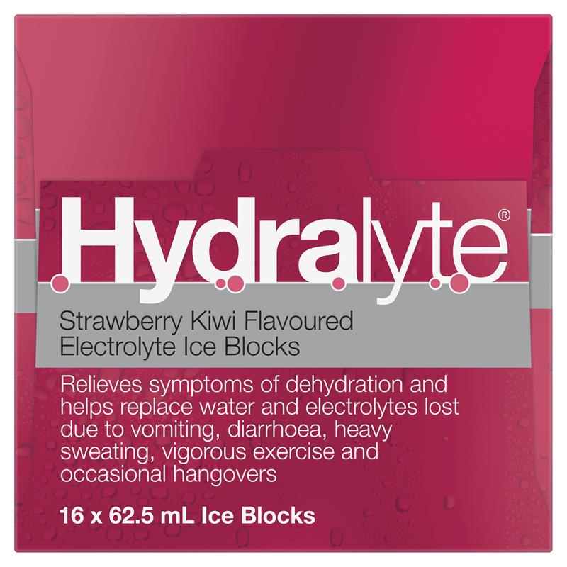 Hydralyte Electrolyte Ice Blocks Strawberry Kiwi 16 - Refreshing Hydration on the Go