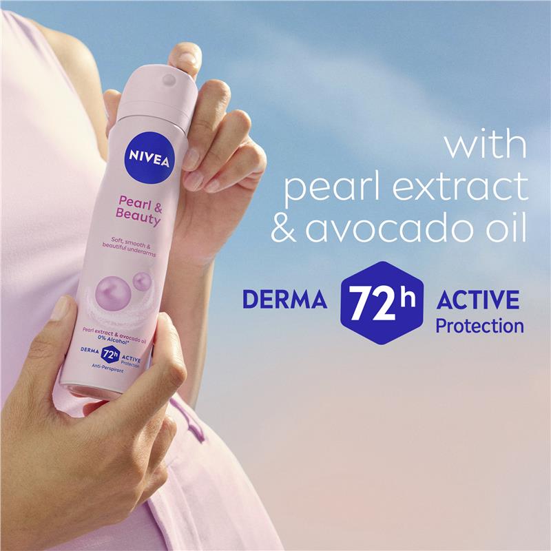 NIVEA Pearl & Beauty Aerosol Deodorant - 72H Protection - 150ml