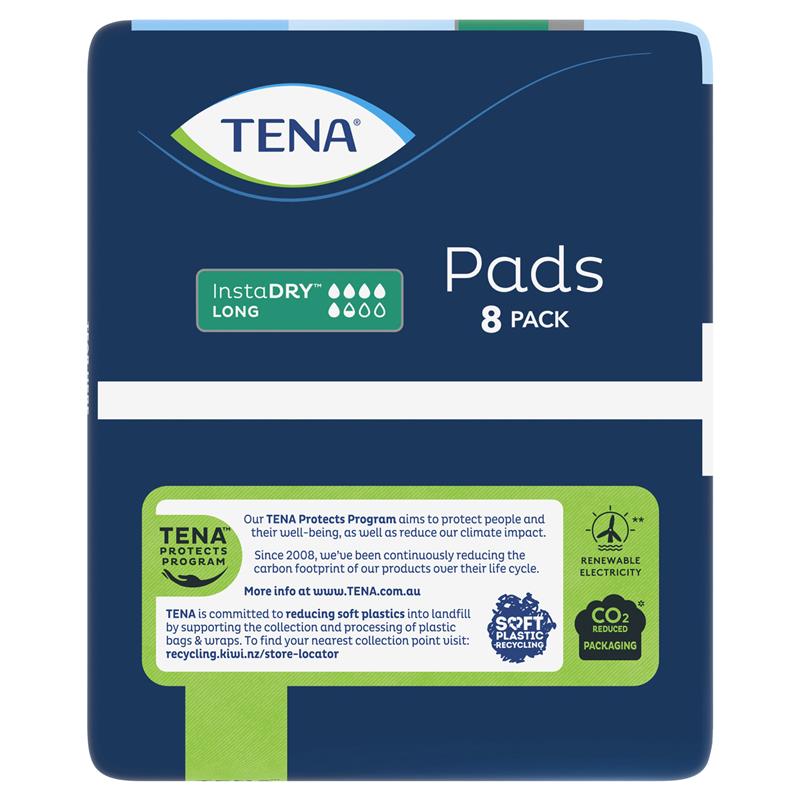 TENA InstaDRY™ Long Length Incontinence Pads, 8-Pads– Fast Absorbing Protection