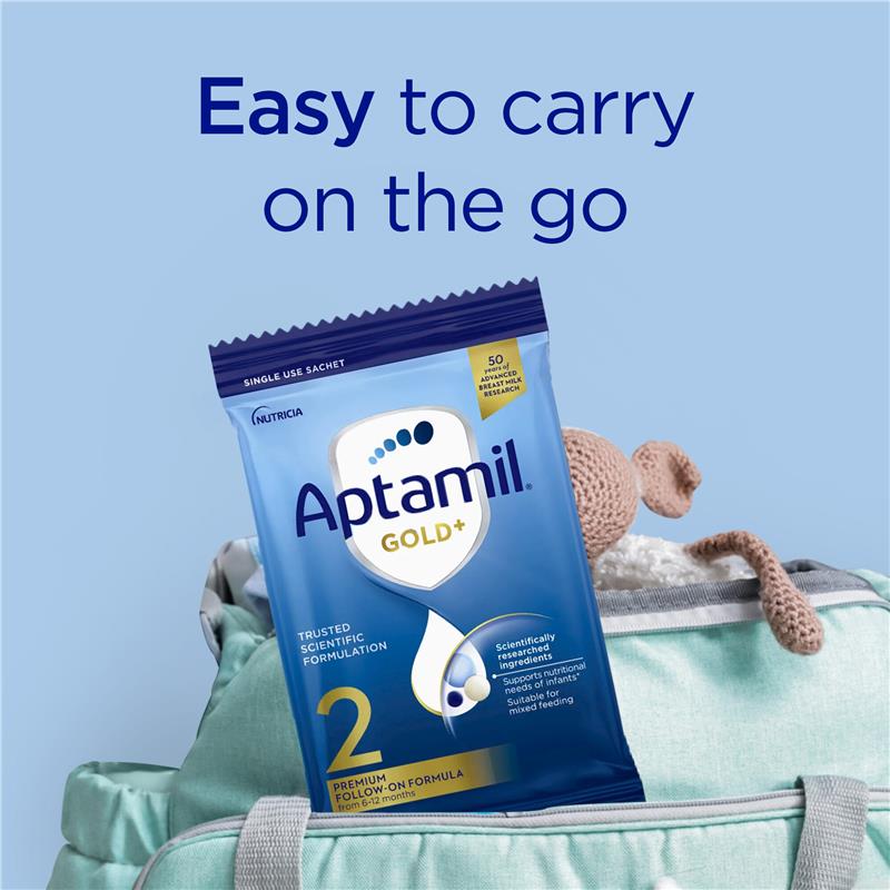 Aptamil Gold+ 2 Baby Follow-On Formula Powder Sachets From 6-12 Months 4 Pack 31.2g