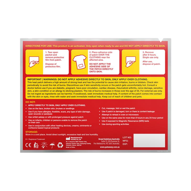 Pain Away Heat Patches Regular 5 Pack