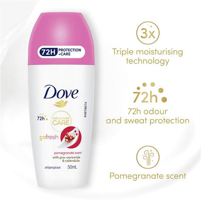 Dove Women Advanced Care Antiperspirant Deodorant 72h Roll On - Pomegranate 50ml