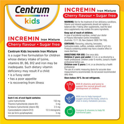 Centrum Kids Incremin Iron Mixture Cherry Flavour 200ml