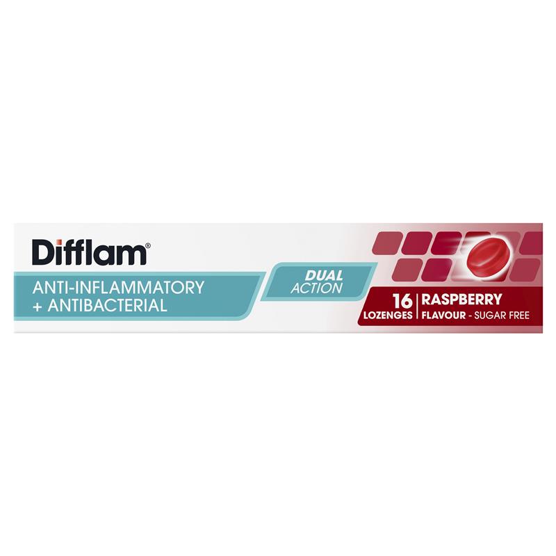 Difflam Sore Throat Sugar-Free Raspberry Lozenges - 16 Count