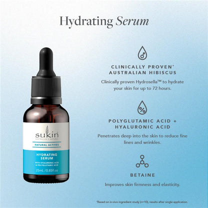 Sukin Natural Actives Hydrating Serum with Hyaluronic Acid 25ml