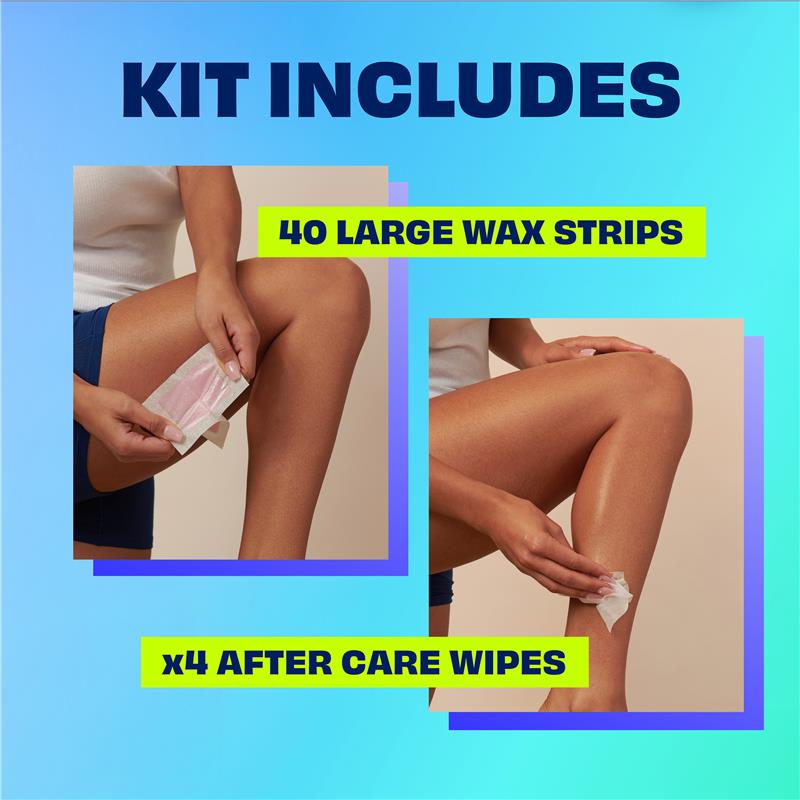 Nair Sensitive Formula Wax Ready Strips Chamomile Extract Legs & Body 40 Pack