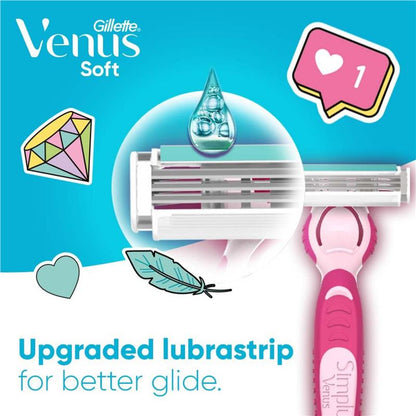 Gillette Simply Venus Hybrid Razor 4 Pack - Closer Shave with Less Nicks