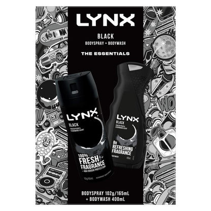 Lynx Black Duo Gift Set – 165ml Body Spray & 400ml Bodywash for Men