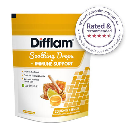 Difflam Soothing Drops with Immune Support - Honey & Lemon Flavor (20 Drops)