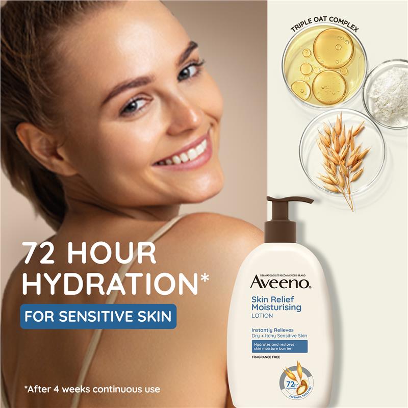Aveeno Skin Relief Fragrance-Free Body Wash 1L for Dry, Sensitive Skin
