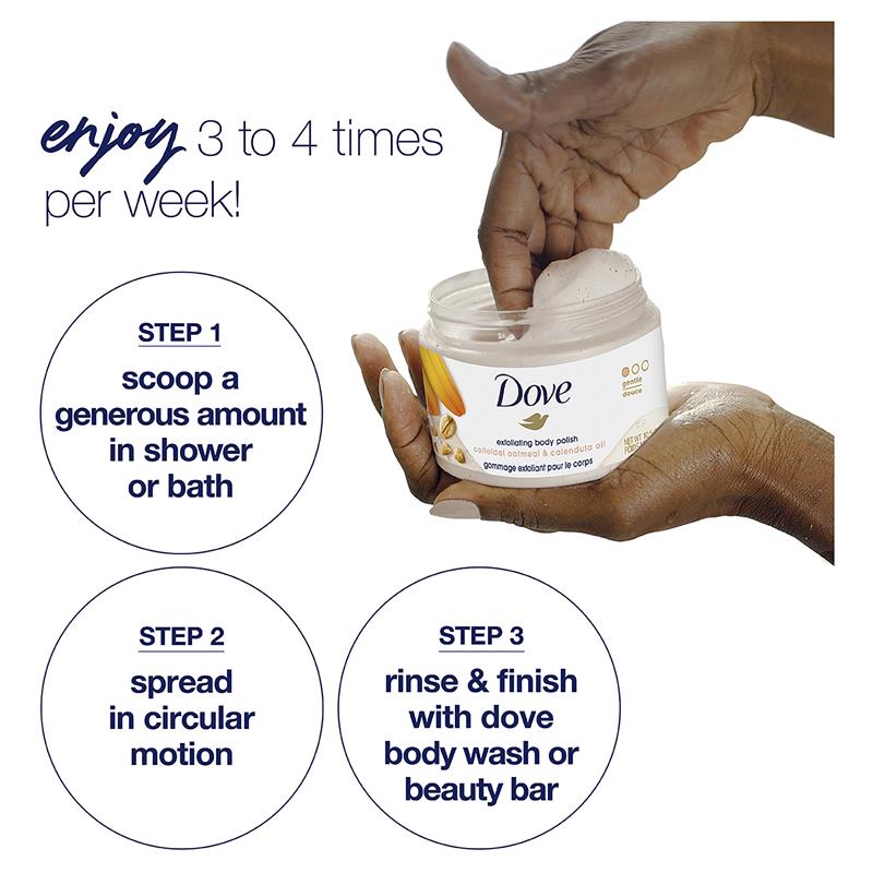 Dove Exfoliating Body Polish with Colloidal Oatmeal and Calendula Oil 298g - Gentle Skin Care