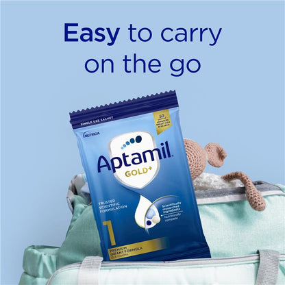 Aptamil Gold+ 1 Baby Infant Formula Powder Sachets From Birth to 6 Months 5 Pack 22.5g