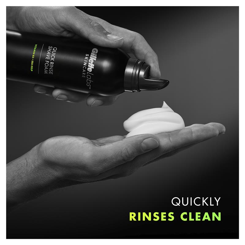 Gillette Labs Men's Quick Rinse Shave Foam, 240ml, Alcohol-Free