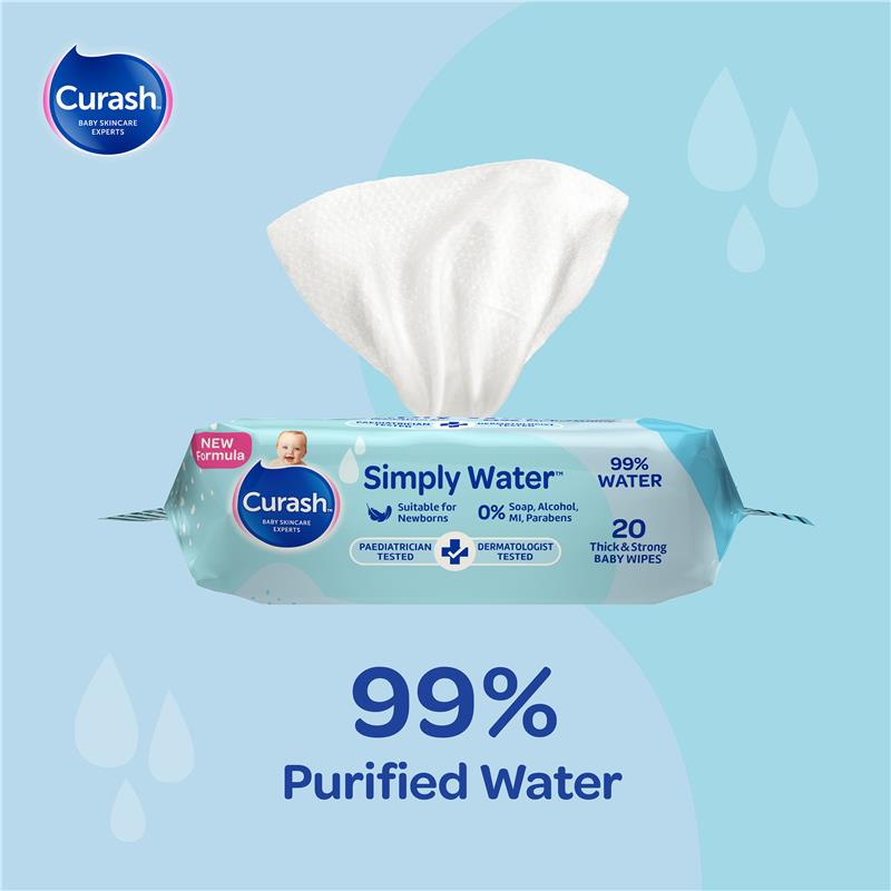 Curash Simply Water Wipes 20 Pack