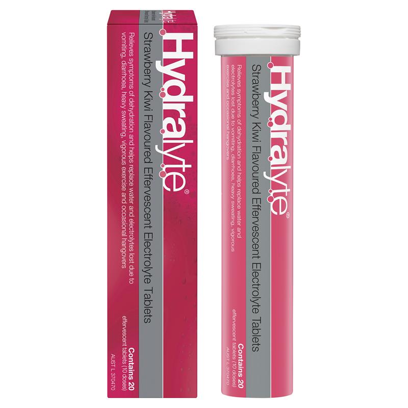 Hydralyte Electrolyte Effervescent Strawberry Kiwi 20 Tablets - Rehydrate and Revitalize