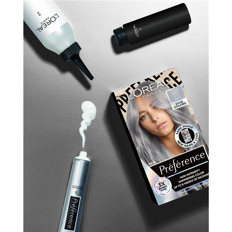 L'Oreal Paris Preference Vivids Permanent Hair Colour 10.112 Soho (Silver Grey)
