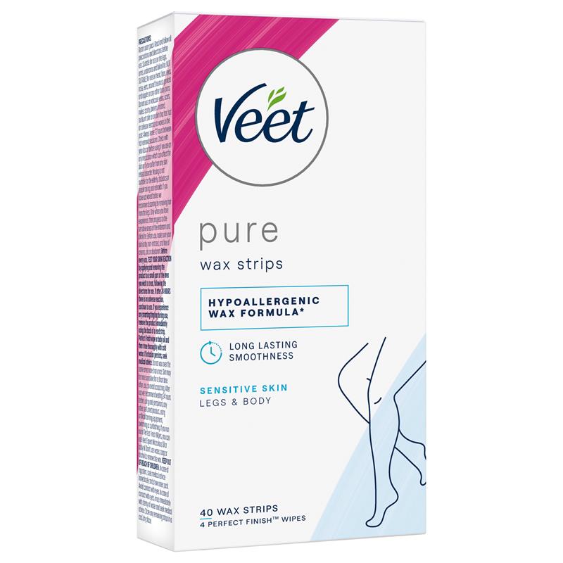 Veet Pure Cold Wax Strips for Legs - 40 Pack