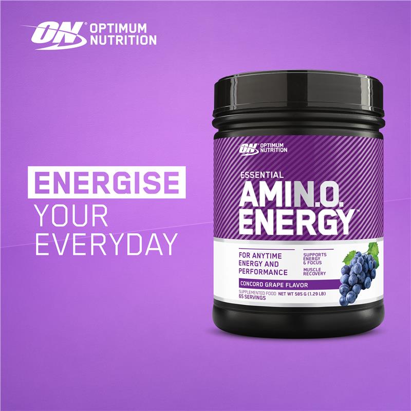 Optimum Nutrition Amino Energy Concord Grape 65 Serve 585g - Boost Energy & Muscle Recovery