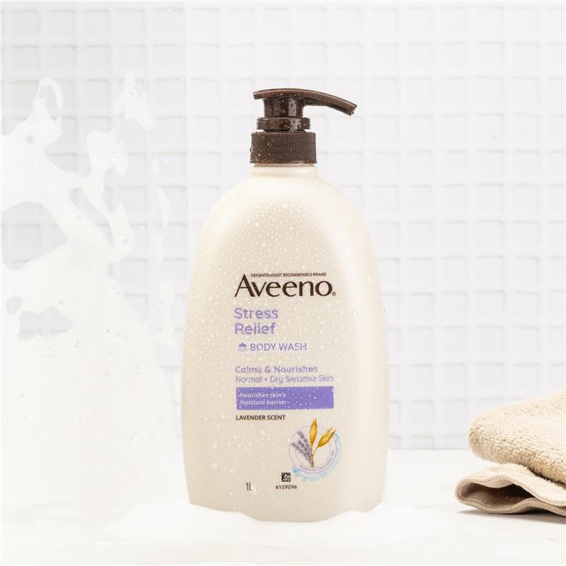 Aveeno Stress Relief Lavender Body Wash 1L for Sensitive Skin