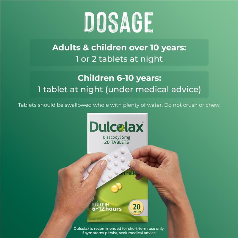 Dulcolax Laxatives 5mg - 20 Tablets for Overnight Relief