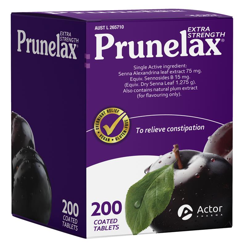 Prunelax Extra Strength 200 Tablets - Natural Laxative for Constipation Relief