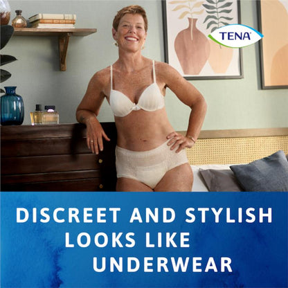 TENA Discreet High Waist Underwear – Large, Crème, 8 Pants