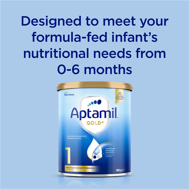 Aptamil Gold+ 1 Baby Infant Formula 900g - From Birth to 6 Months