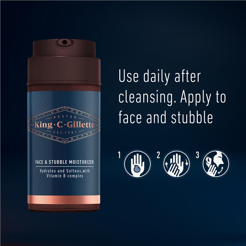 Gillette King C Face & Stubble Moisturiser 100ml - Nourishing Formula