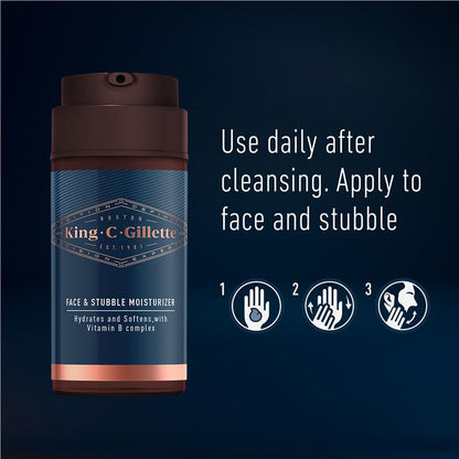 Gillette King C Face & Stubble Moisturiser 100ml - Nourishing Formula